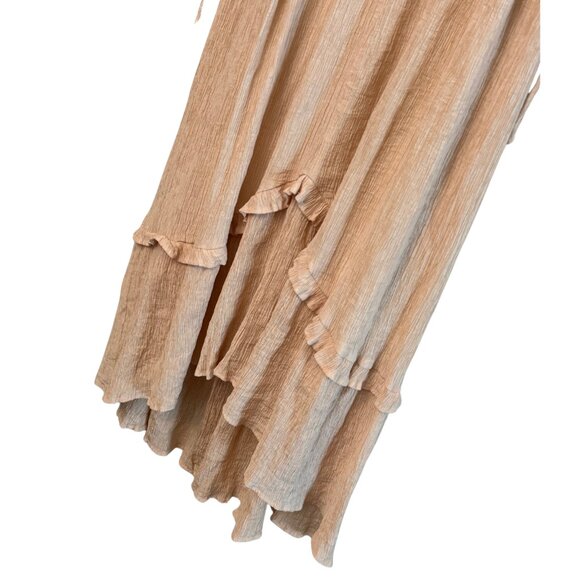 &Mercy Eilonwy Tiered Light Pink Midi Dress w/ 3/4 Puff Sleeves - Size Medium - Picture 8 of 10